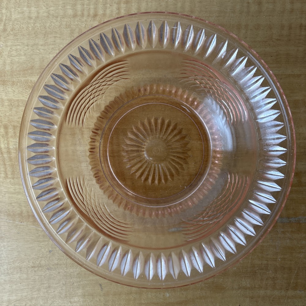 Vintage Peach Depression Glass Fruit Serving Bowl Set of 2