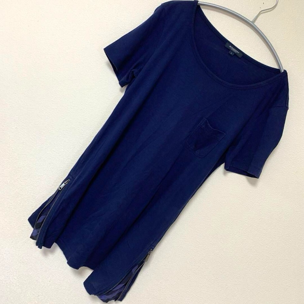 Burberry London Design Tops Tunic Side Zip T-shirt Japan Women Size 2 Used