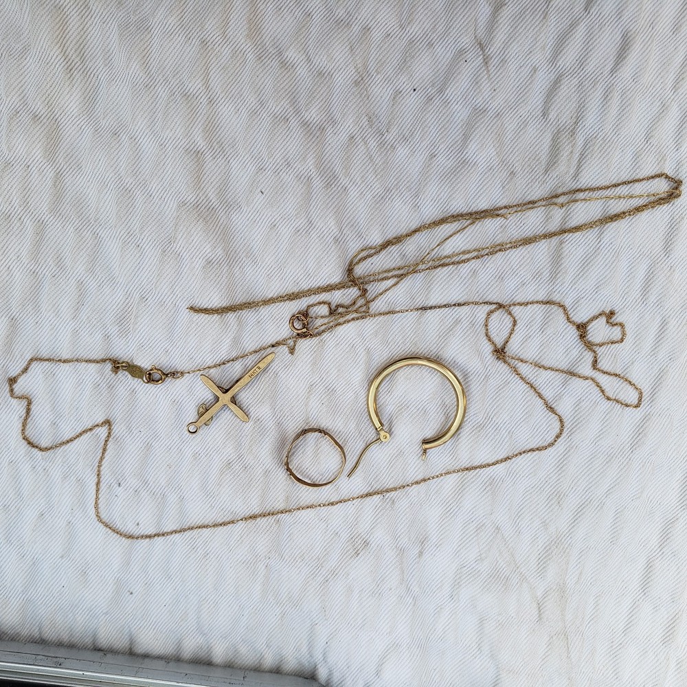 14K 10K Scrap Gold Necklace & Ring Repair 2.34g AS-IS Wearable