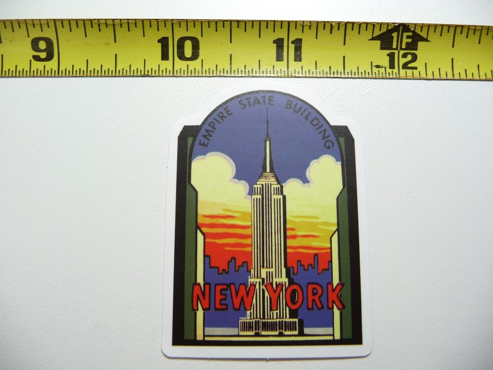 EMPIRE STATE BUILDING NEW YORK DECAL STICKER MINI TINY TRAVEL POSTER VINTAGE