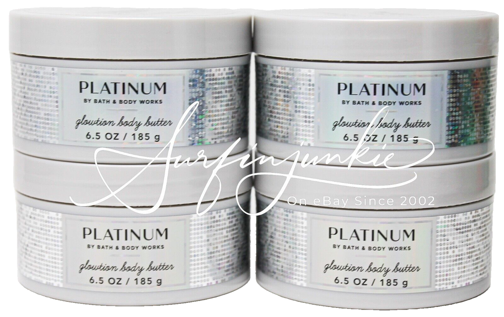 Bath & Body Works Platinum Body Butter Glowtion Shimmer Lotion 6.5 oz 4-Piece Set  