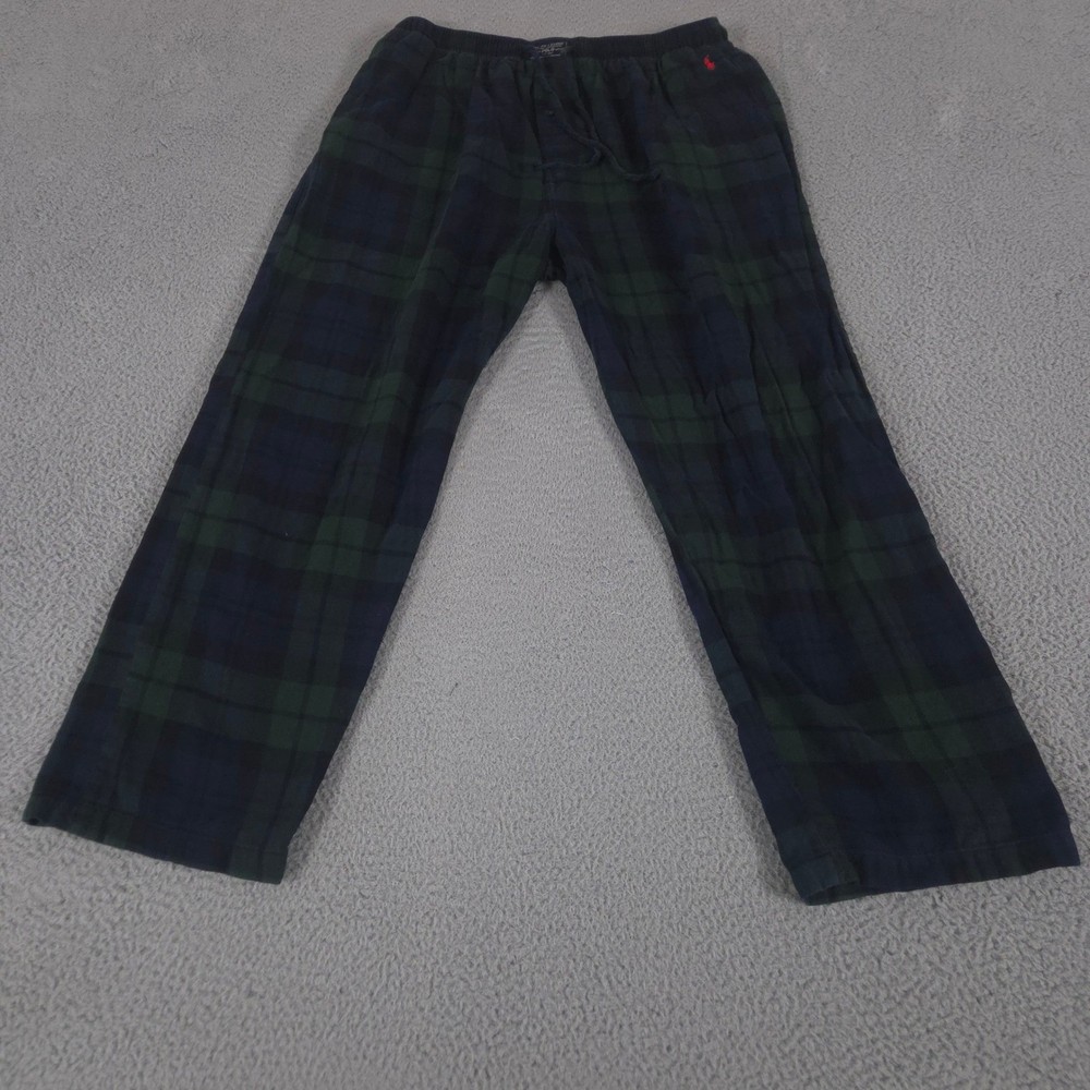 Polo Ralph Lauren Pants Men XL Green Pajama Blackwatch Plaid Cotton Straight Leg