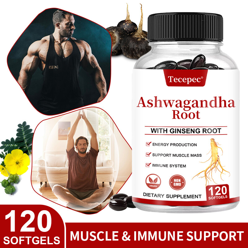 Ashwagandha Capsules - with Ginseng- Anxiety,Stress,Immune,Muscle Support - US