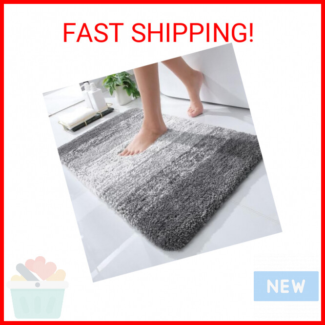OLANLY Bathroom Rug Mat 24x16, Extra Soft and Absorbent Microfiber Bath Rugs, No
