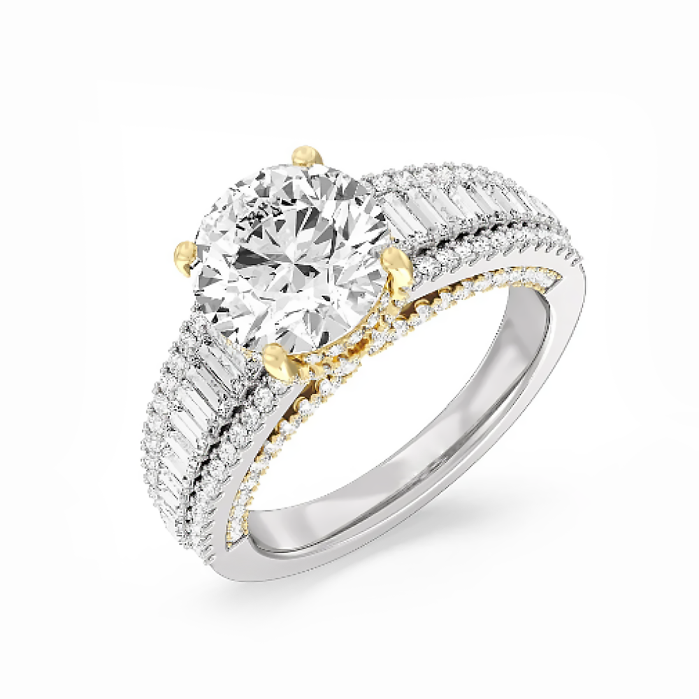 14k Multi Tone Gold Ring IGI Lab Created Round Cut Diamond 3.25 Ct  Wedding