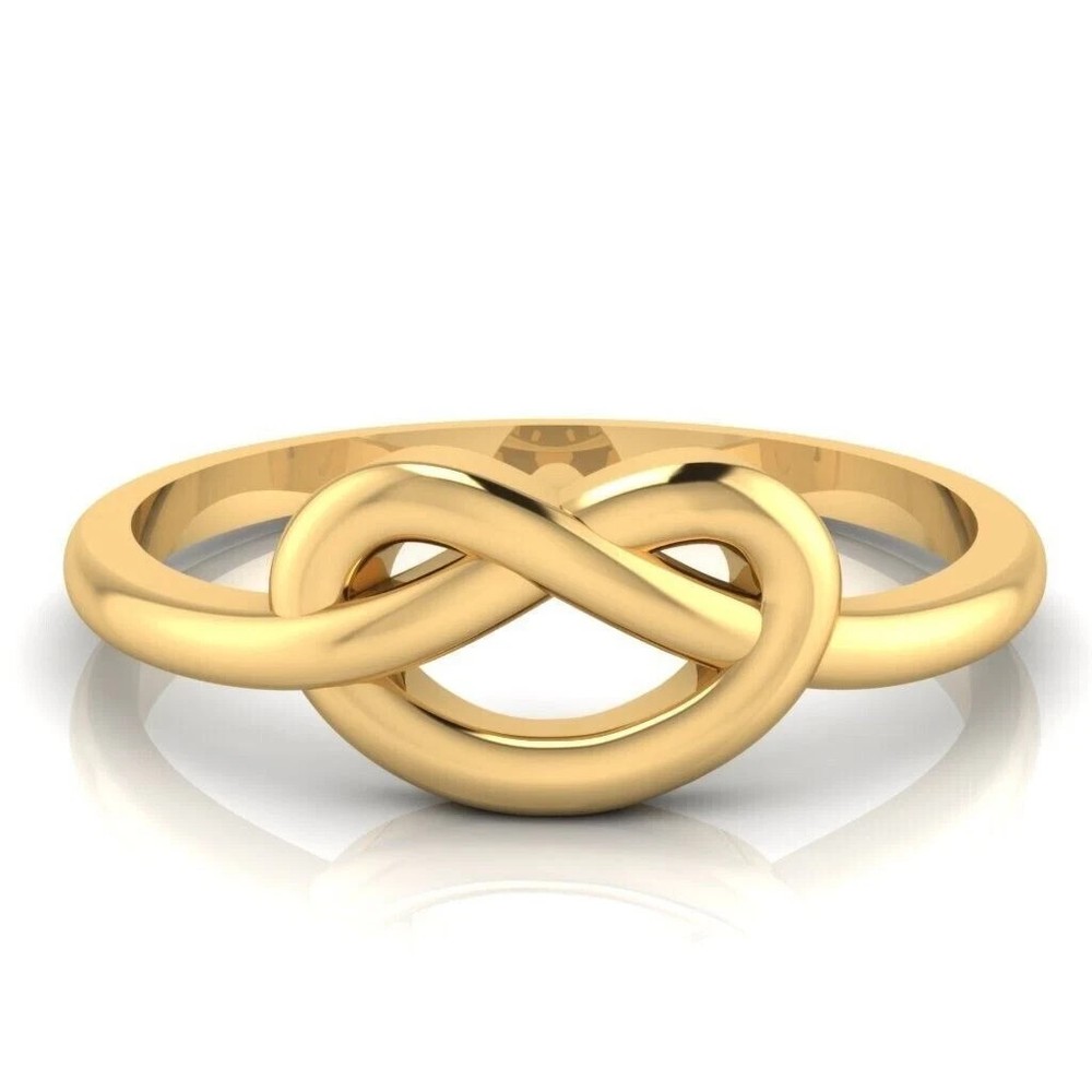 Knot Love Promise Wedding Band Ring For Women's in 14K Yellow Gold Plated Silver