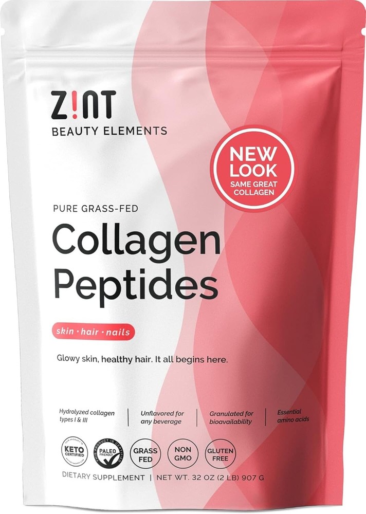 Zint Collagen Peptides Powder (32 oz): Paleo-Friendly, Keto-Certified, Grass-...