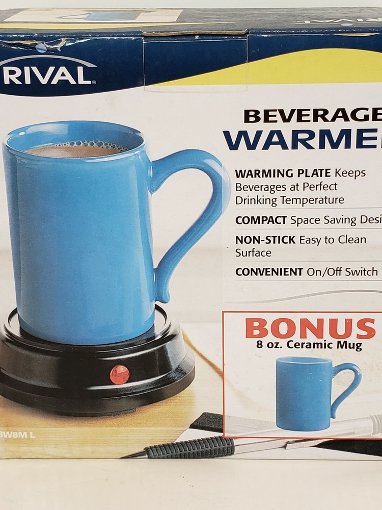 Rival 12V Beverage Warmer with Insulated Blue Ceramic Mug