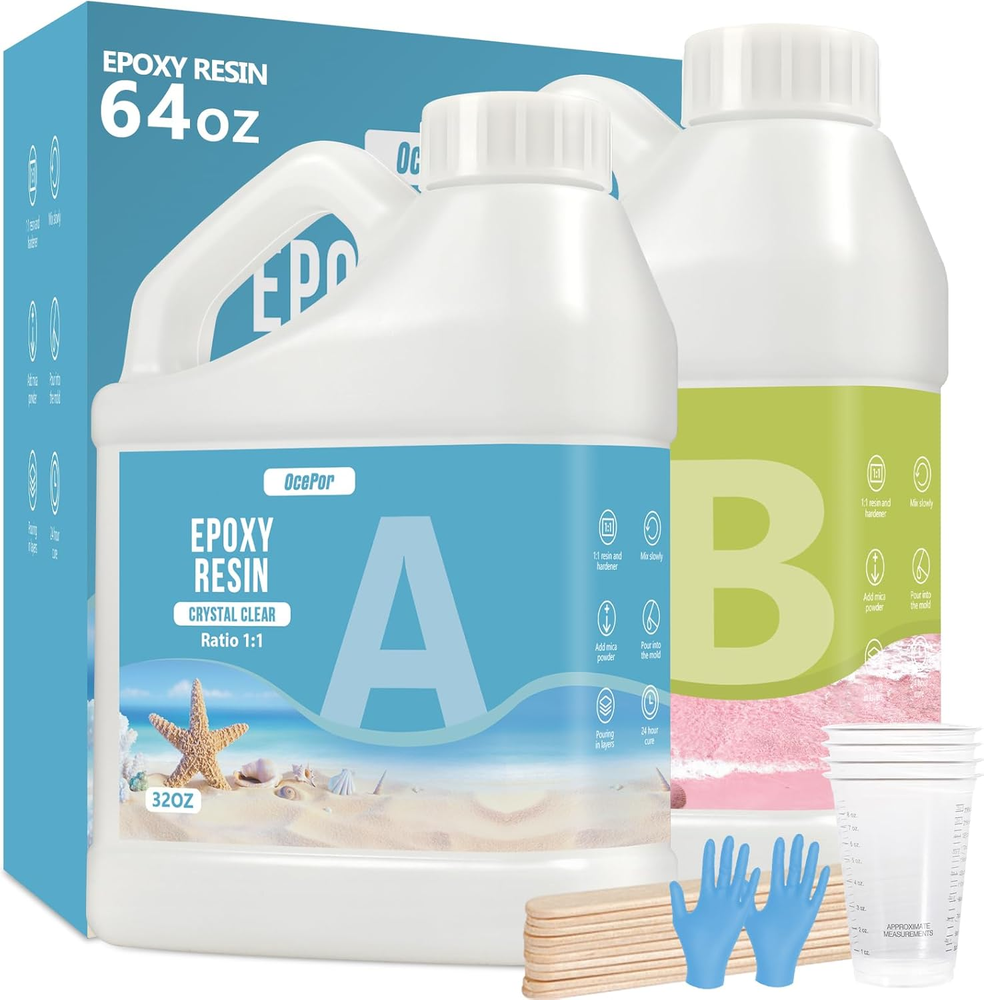 Epoxy Resin-64Oz, Crystal Clear Epoxy Resin Kit, No Yellowing No Bubble Art Resi