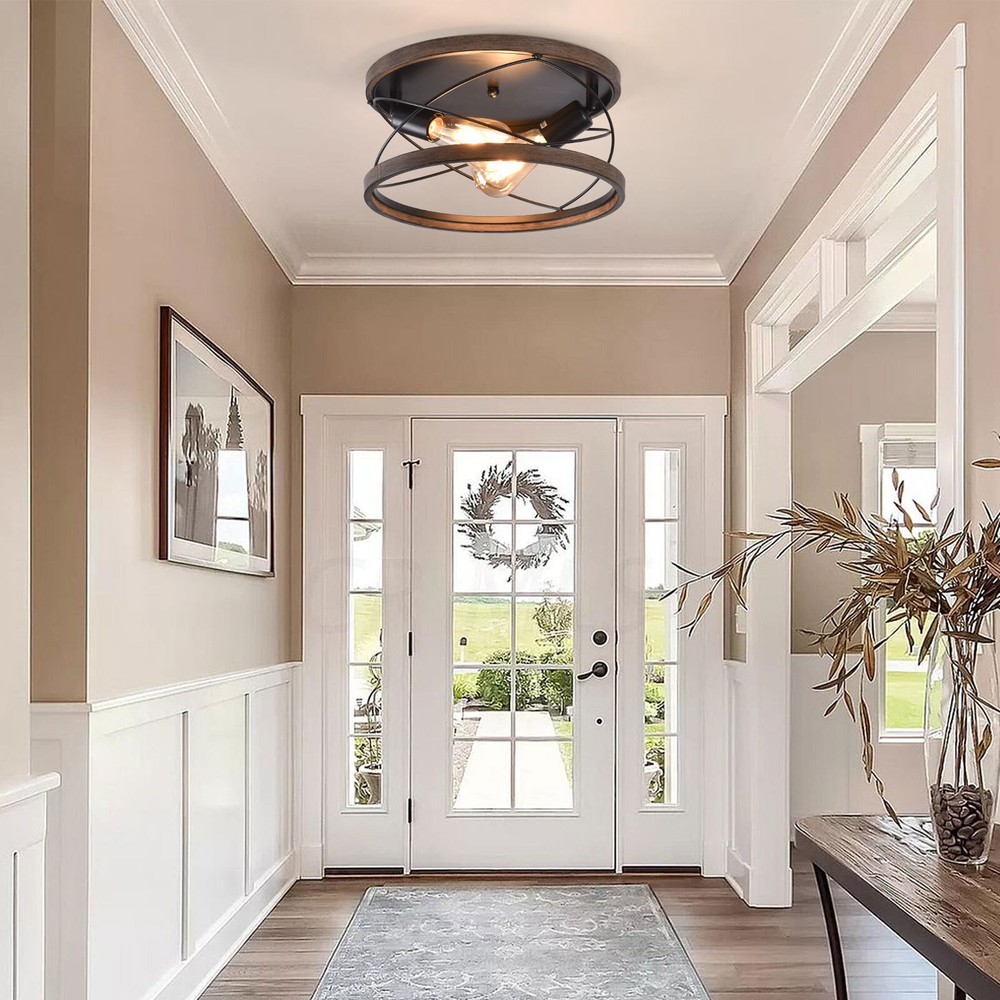 Rustic Metal Ceiling Lamp Farmhouse Flush Mount Chandelier Pendant Light Fixture