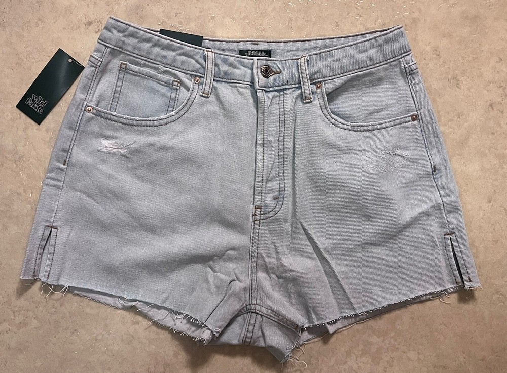Wild Fable Womens Super-High Rise Cut-Off Jean Button Fly Shorts Light Sz 10 NWT