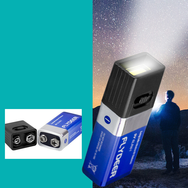 9V Battery Flashlight 9V Mini LED Key Light 6F22 Battery Not Included EC