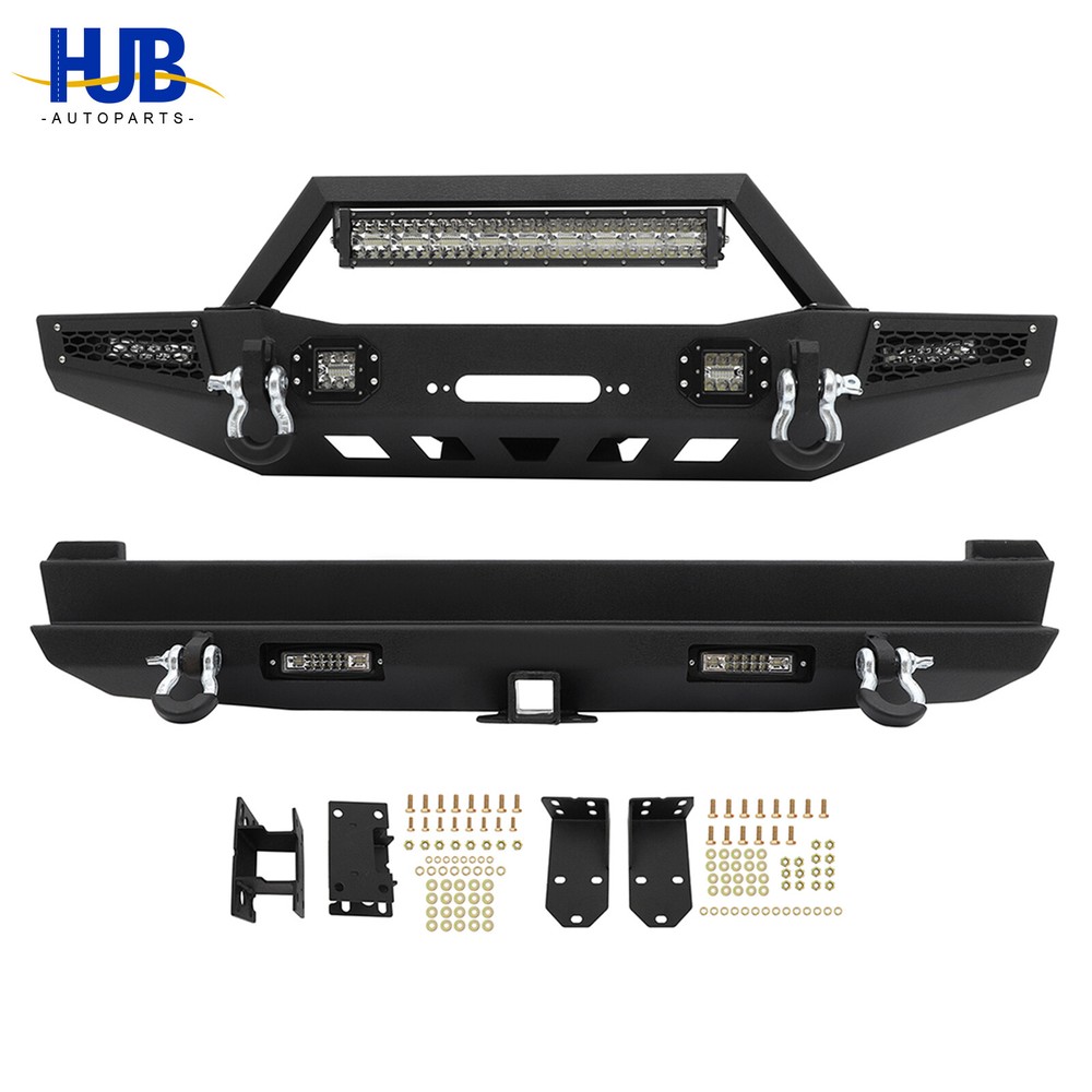 Steel Front/Rear Bumper W/Winch Plate & LED Lights For 1984-2001 JEEP Cherokee