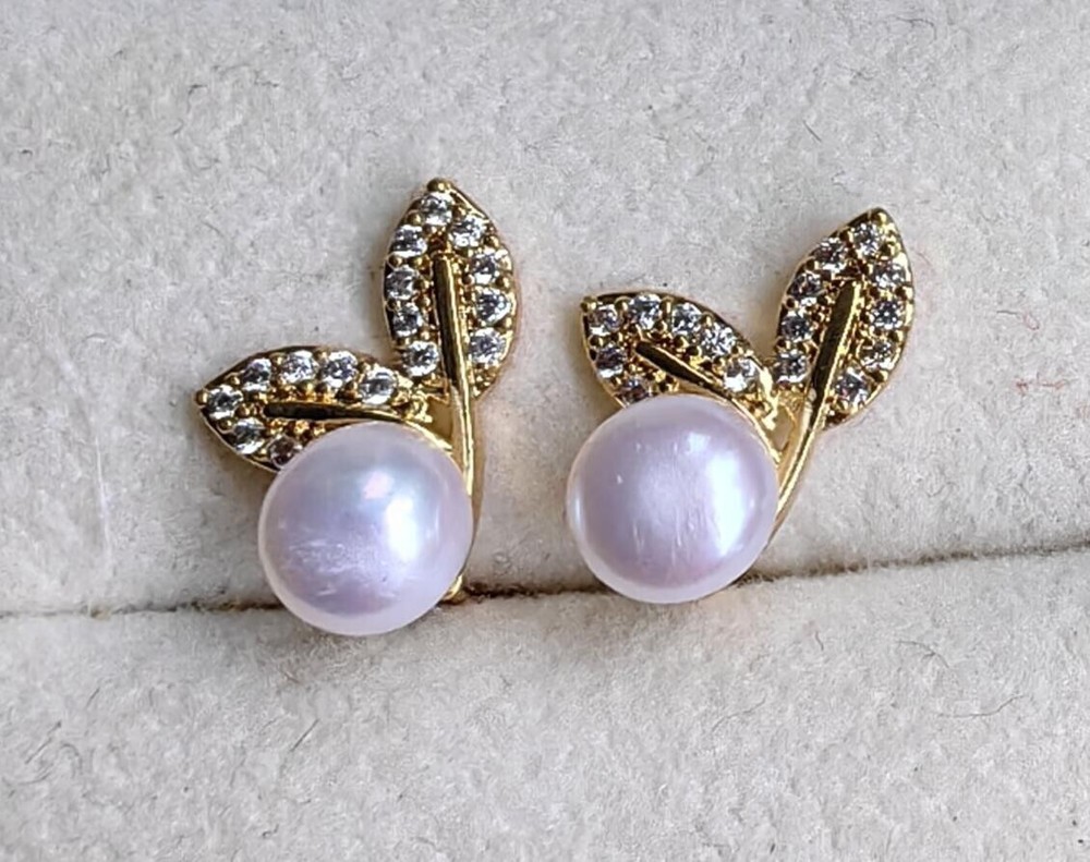AAAAA Akoya 6-7mm white pearl stud earrings in 925 silver limited offer-image