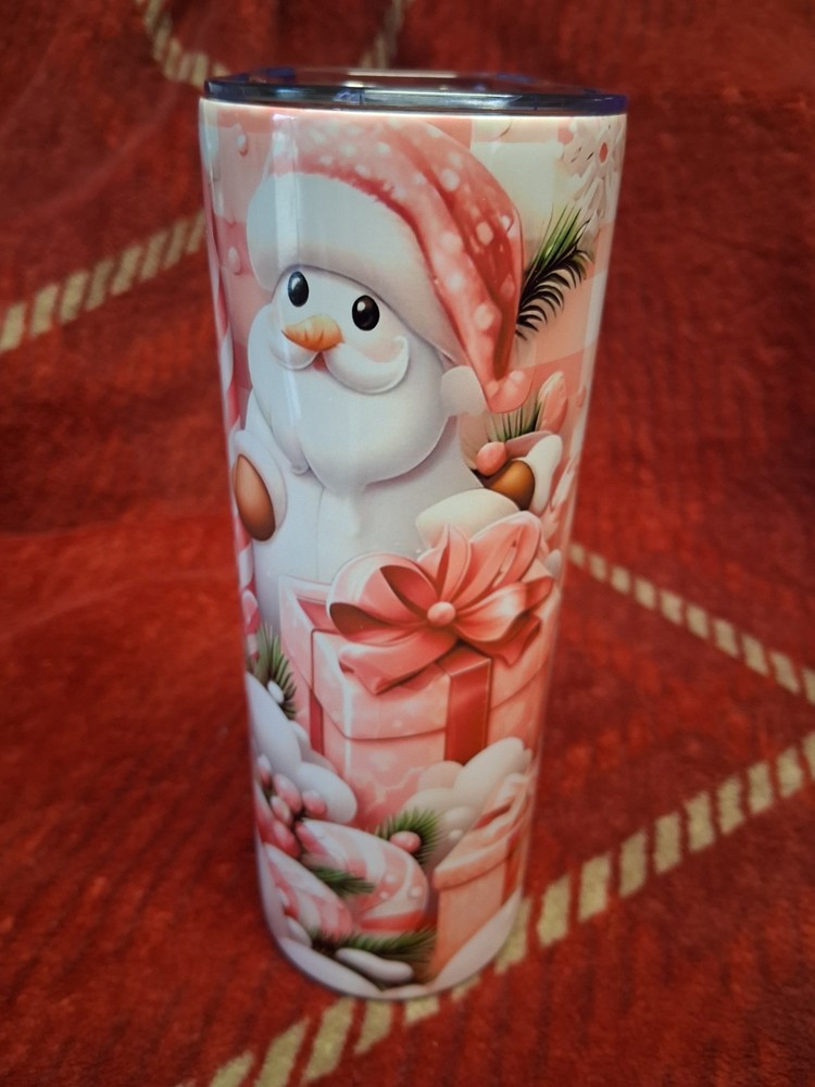 Christmas Snowman 20 Oz Tumbler With Lid With Straw