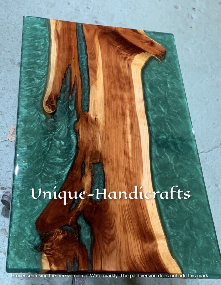 Green Epoxy Resin Side Coffee Table Top Epoxy Wooden Furniture Decor Home Top