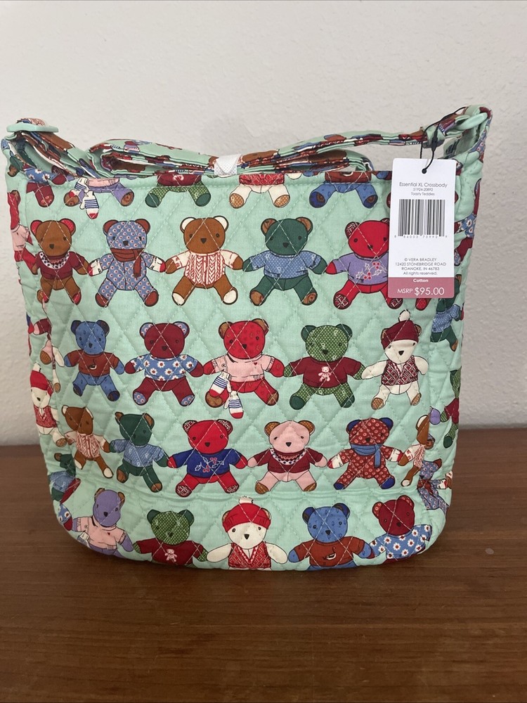 Vera Bradley Essential XL Crossbody Toasty Teddies 10x12 New with Tags MSRP $95
