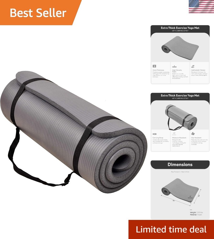 GoCloud Extra Thick 71x24 Inch Yoga Mat – High-Density Foam, Non-Slip Design