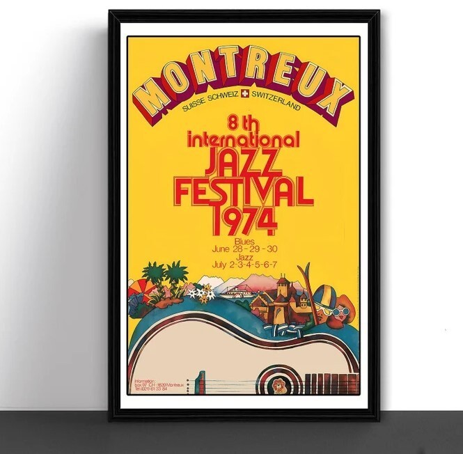 Montreux Jazz Festival Concert Tour Poster Art Print 1974