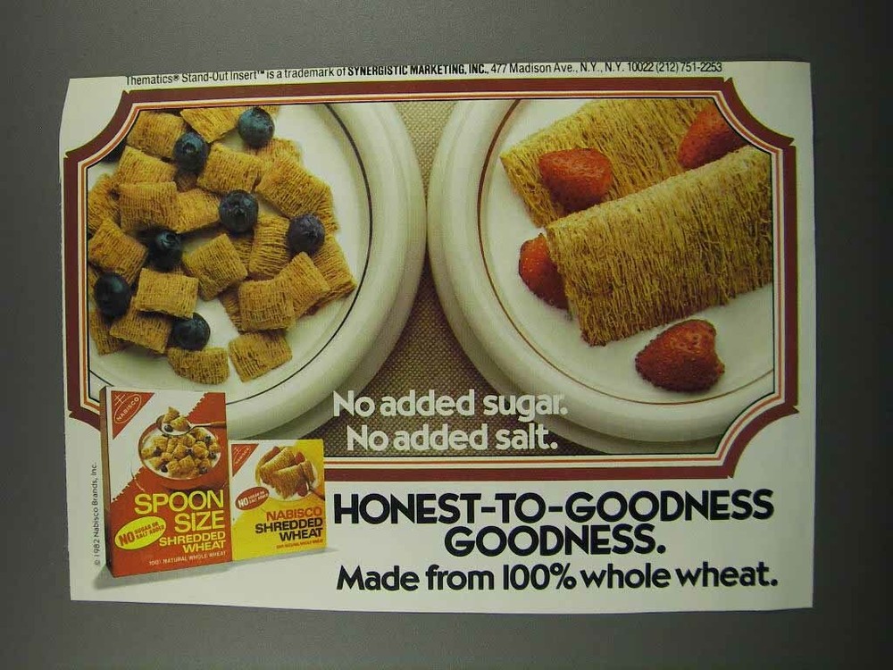 1983 Nabisco Shredded Wheat Ad - No Added Sugar