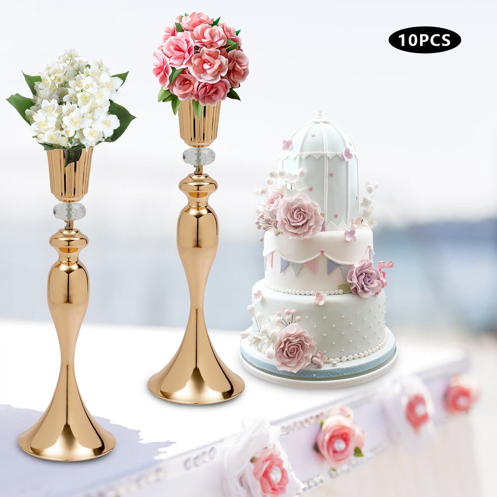 10 Pcs 21.7'' Tall Metal Trumpet Vase Wedding Centerpiece Table Decorative Vase