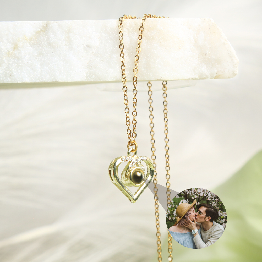 Heart Photo Projection Necklace • Wedding Gift for Sister • Memorial Pet Loss