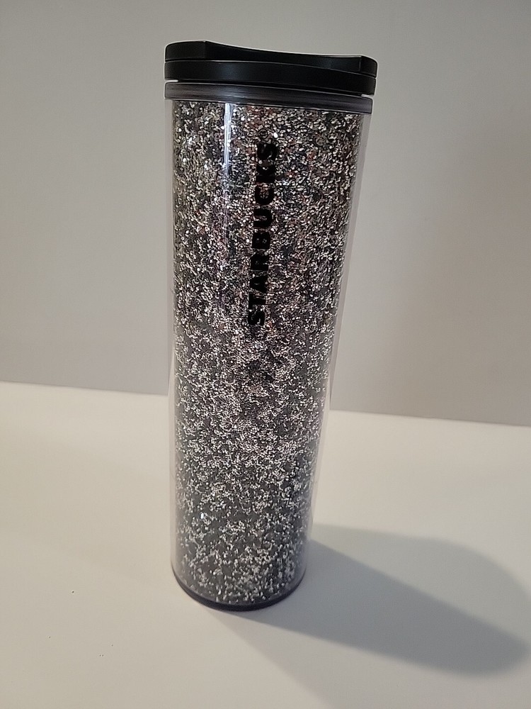 Starbucks 2018 Silver Glitter 16oz Holiday Travel Tumbler
