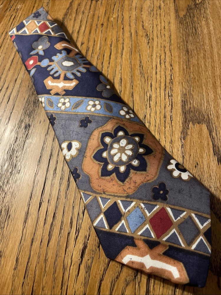 Vintage EUC Bartolini Roma Silk Tie USA Made Abstract Floral Men’s Necktie