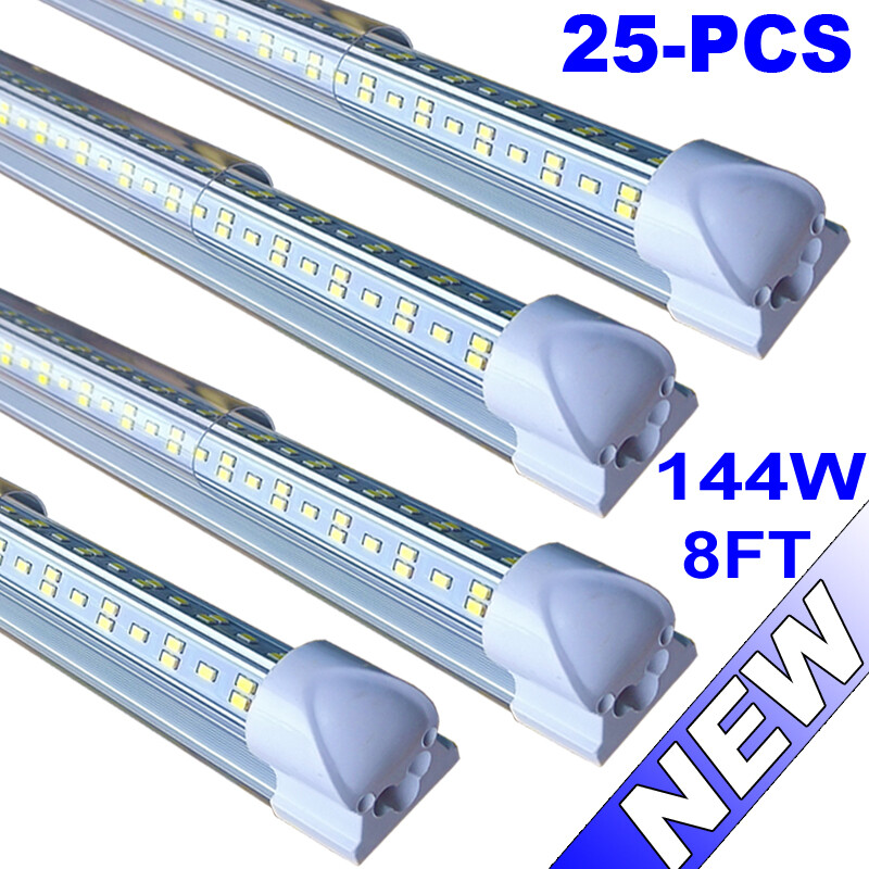 25 PCS T8 8ft 144W LED Shop light Fixture 6500K 8 Foot LED Tube Light Bulbs US