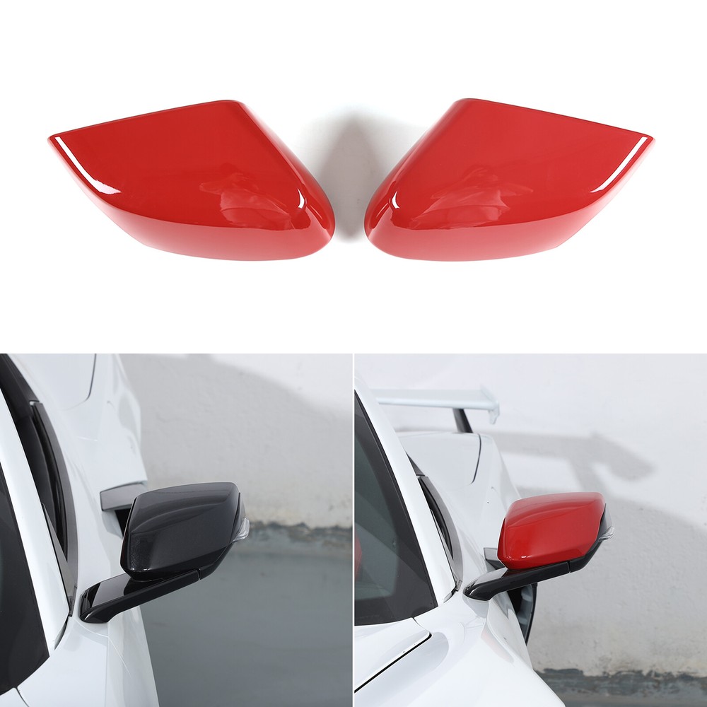 ABS Sports Red Side Rearview Mirror Cover Trim Cap For Corvette C8 2020-2024