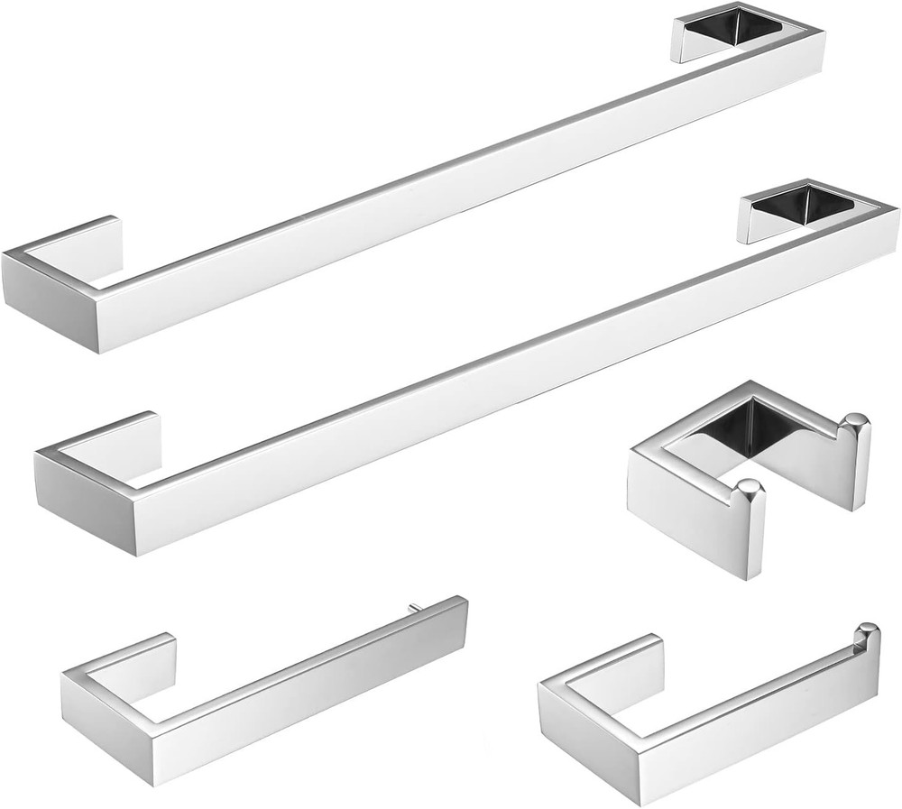Fapully 5 Piece Bathroom Hardware Accessories Set Stainless Steel Chrome-5