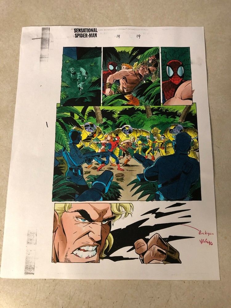 SENSATIONAL SPIDER-MAN #14 ART original COLOR GUIDE KAZAR ROXXON FIGHTERS SHANNA
