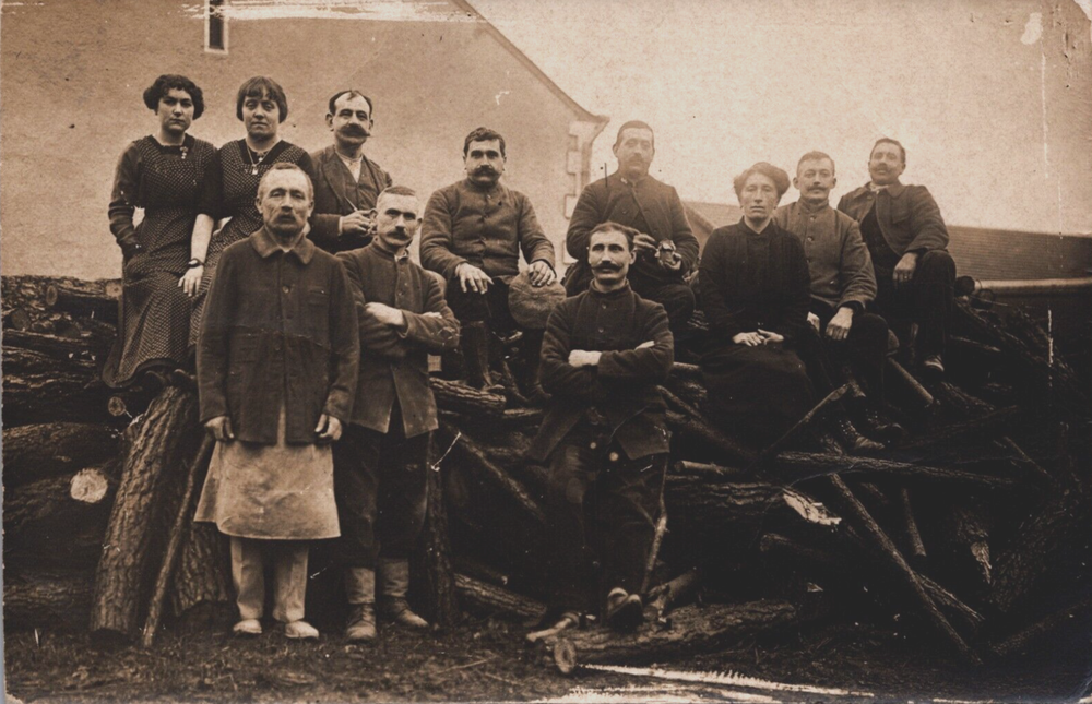 Military Group of Soldiers with Their Wives Vintage RPPC C259