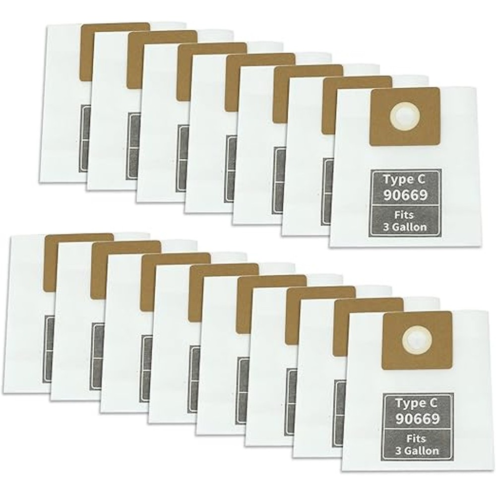 For Shop Vac 3 Gallon Bags - Type C Vacuum Bags, part # 9066900 9066933