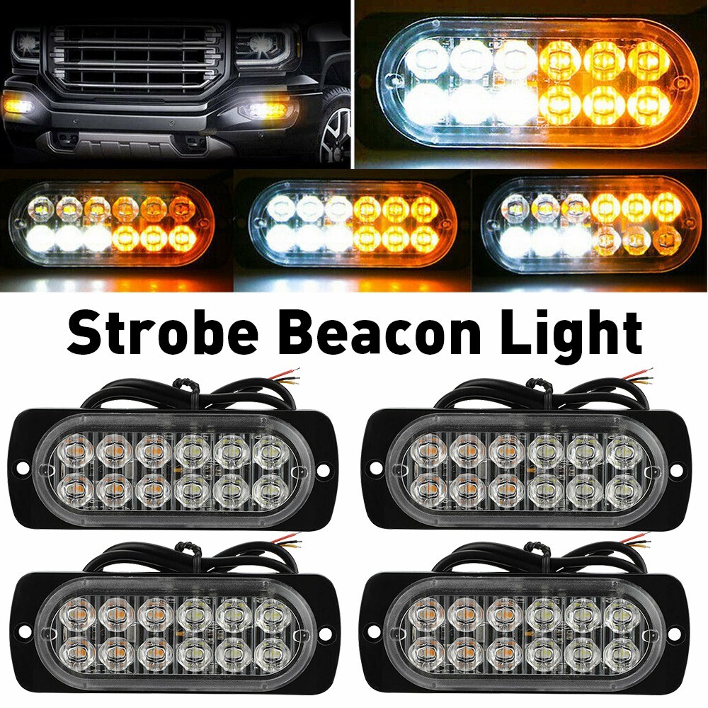 4X LED Strobe Bright Light Truck Car Beacon Hazard Foglights Flash Signal Lamps