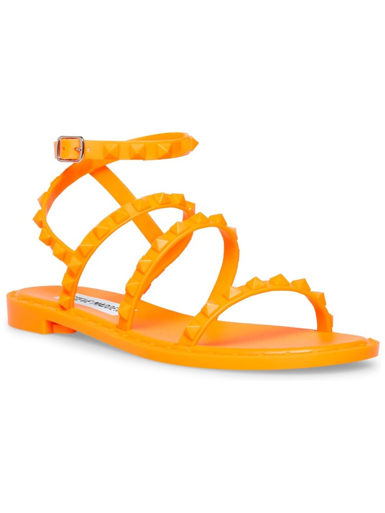 STEVE MADDEN Womens Gladiator Sandals Orange Round Toe Travel Shoes Size 5