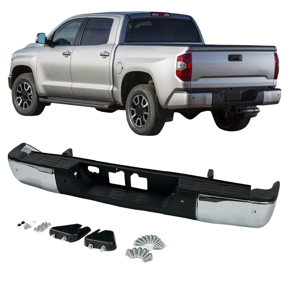 Chrome Rear Step Bumper Assembly for 2014-2021 Toyota Tundra w/ Park Assist NEW