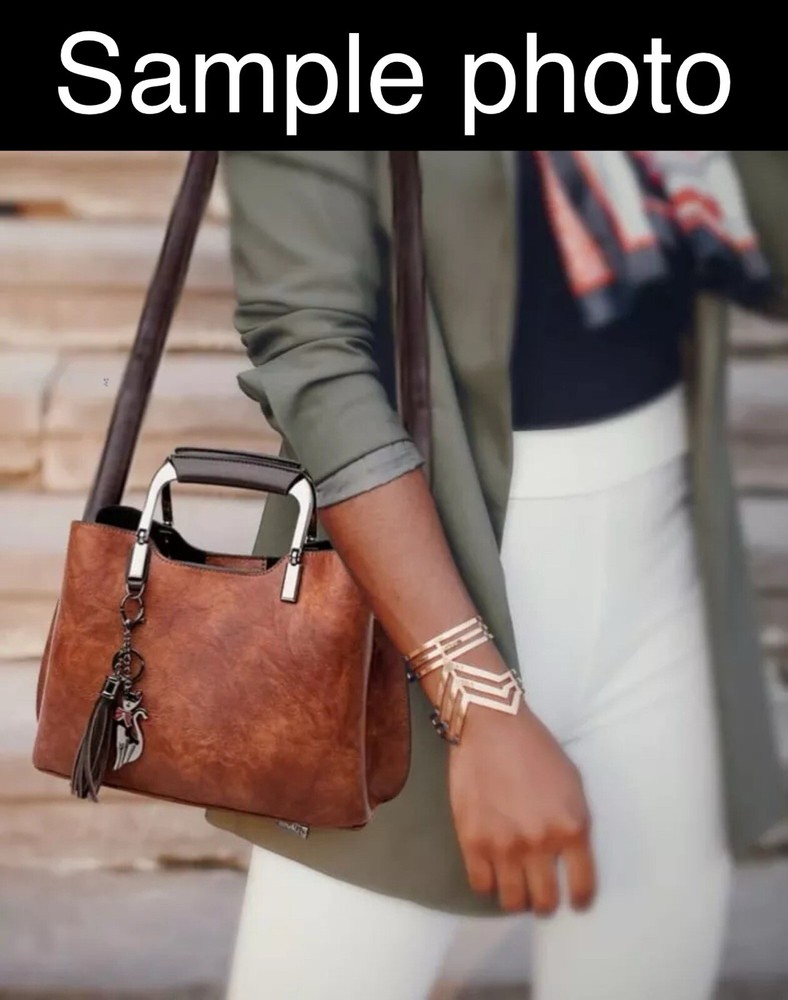 Rofozzi Trinity Vegan Leather Crossbody Bag with Double Handles in Brown