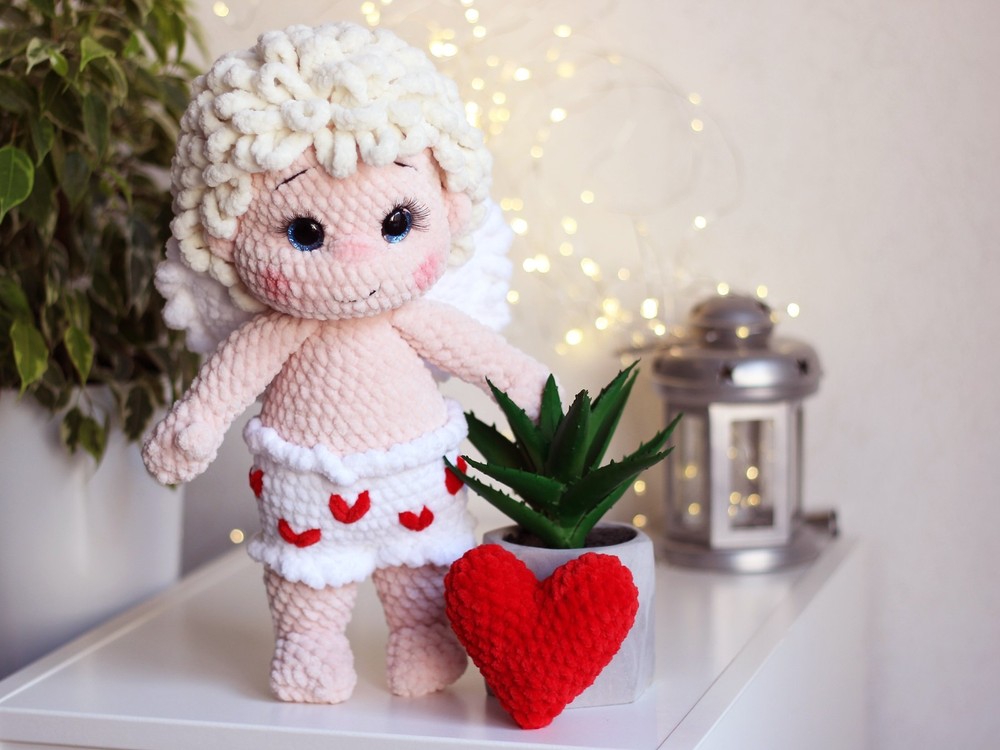 Handmade Crochet Plush Cupid Doll – Valentine’s Day Gift – Soft Amigurumi Angel