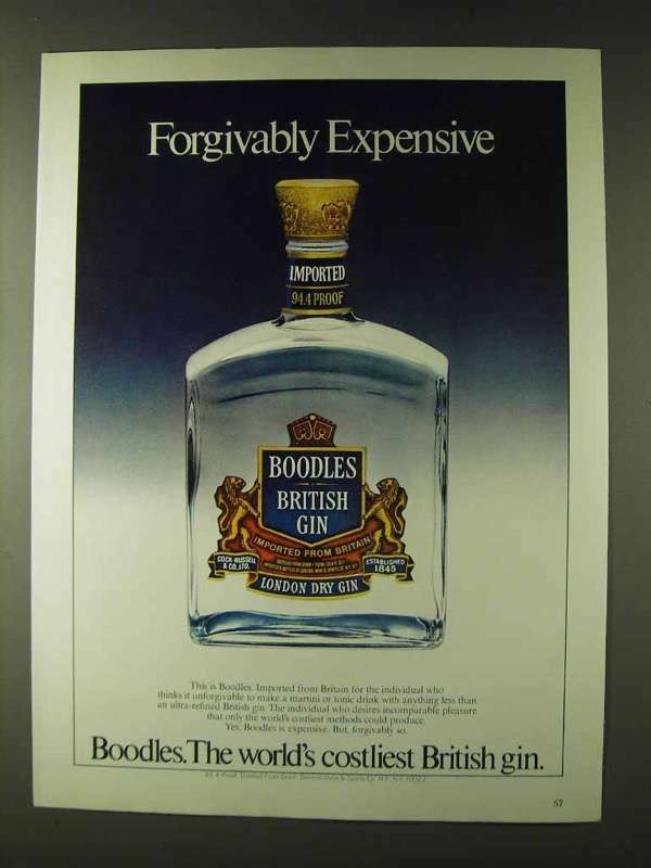 1979 Boodles Gin Ad - Forgivably Expensive