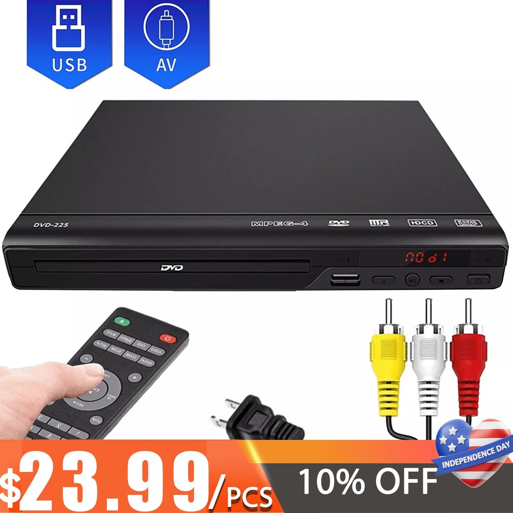 1080p DVD Player All Region Free DVD CD USB Player with AV+RCA Output US O1V2