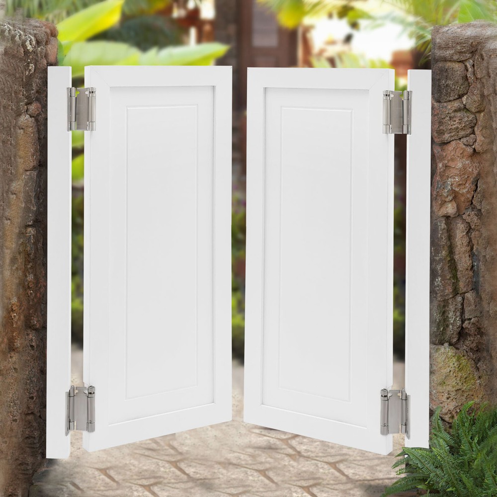 White Wood Wall-Mounted Double Swinging Cafe Doors with Hinges for Saloon or Bar