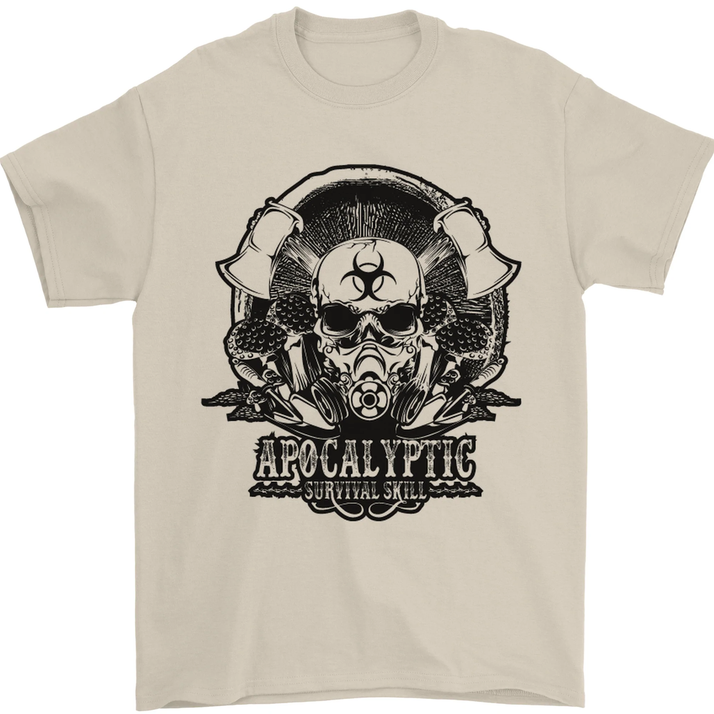 Apocalyptic Survival Skull Gamer Gaming Mens T-Shirt 100% Cotton