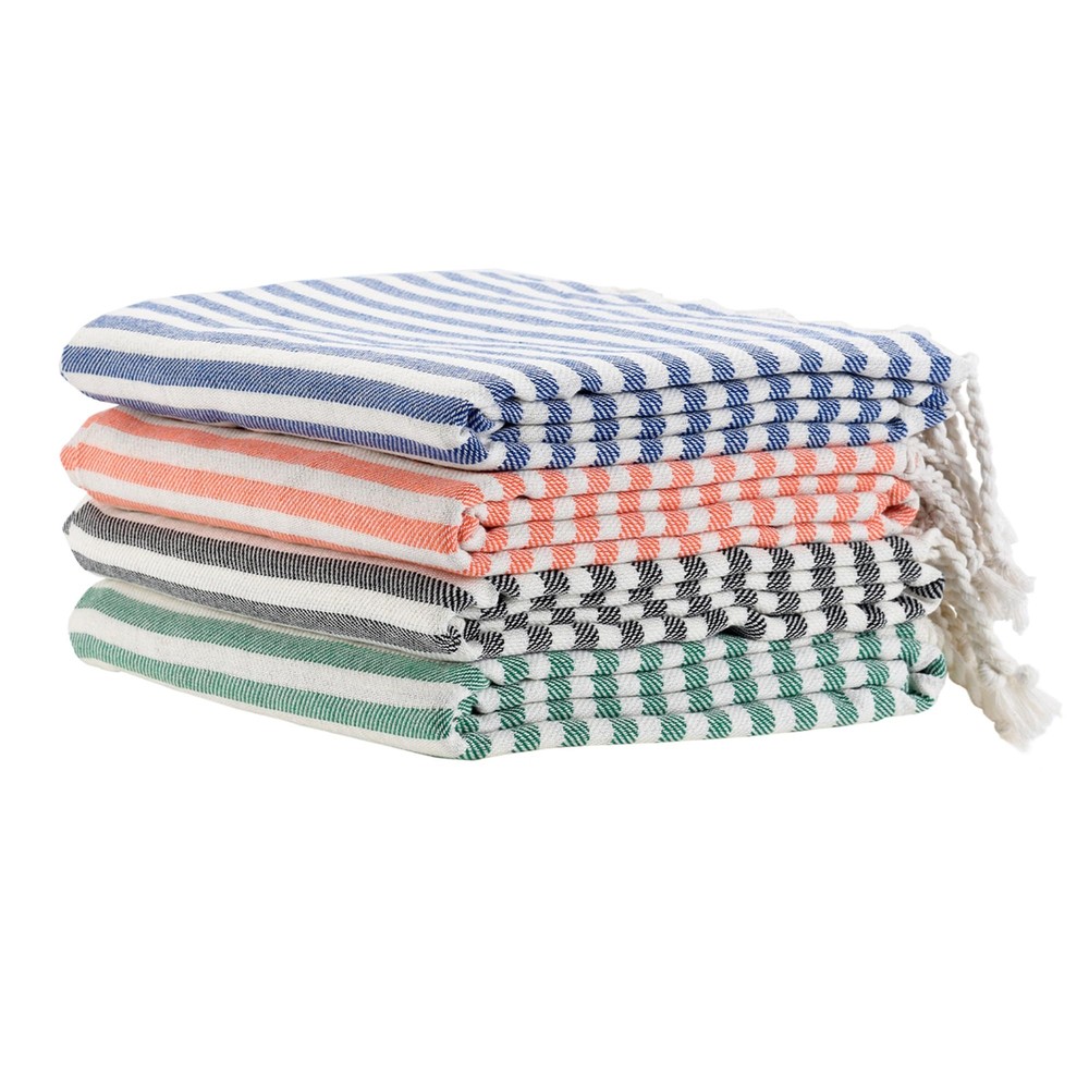 Turkish 4-Pack Striped Beach Towels 39x71 Quick-Dry 100% Cotton