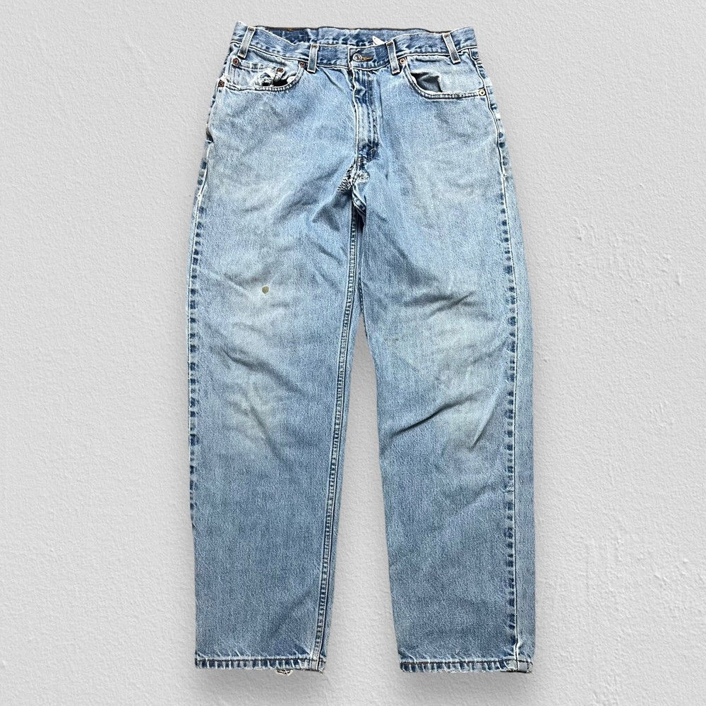 VINTAGE USA Made Levis 550 Mens 33x30* Light Wash Thrashed Jeans *Repaired*