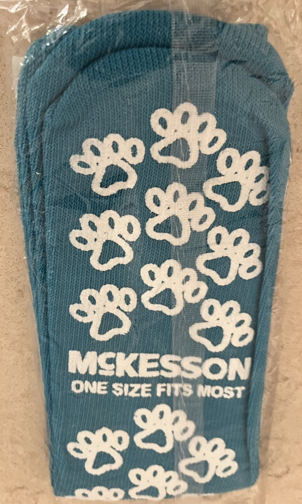 NEW McKesson Paw Prints Unisex Slipper Socks One Size Blue - 1 Pair