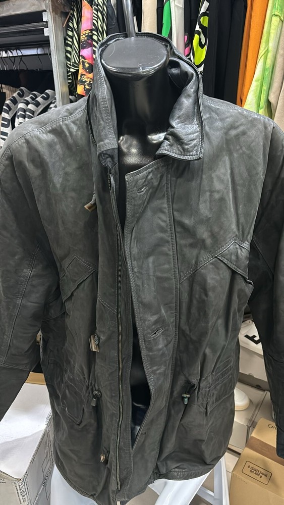 Vintage Gray Leather Jacket for Men Size 58 - LLD461
