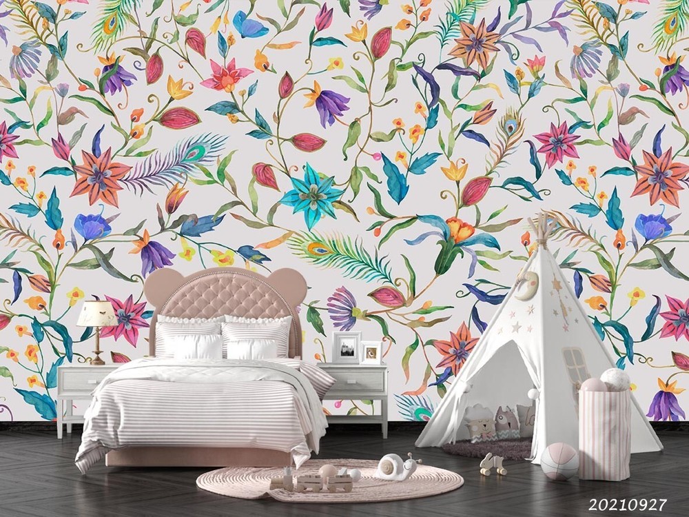 3D Colorful Floral Leaves Wall Murals Wallpaper Murals Wall Sticker 32