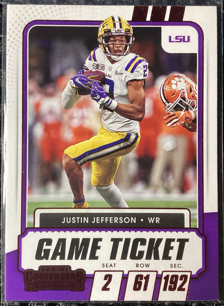 2021 Panini Contenders Draft Picks Game Ticket Red Justin Jefferson #30