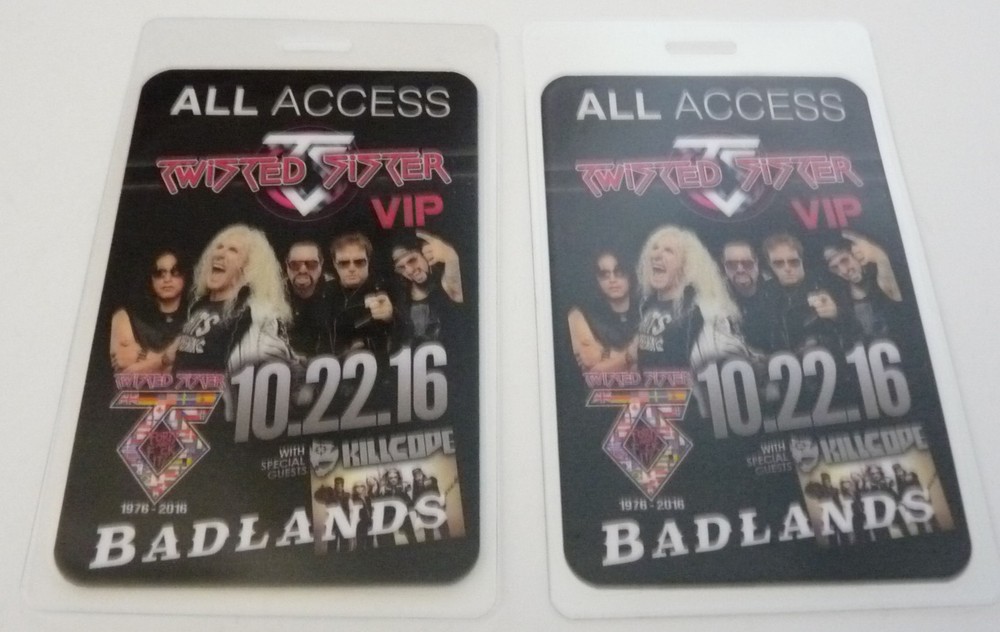 Twisted Sister Badlands 2016 All Access Concert Tour Laminate Backstage Pass D17